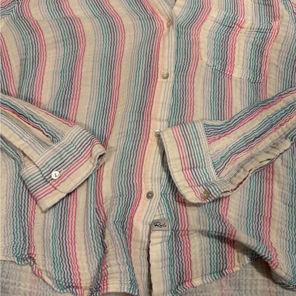 Rails Ellis Iris Striped Pastel Button Down Shirt size Large - Picture 5 of 7